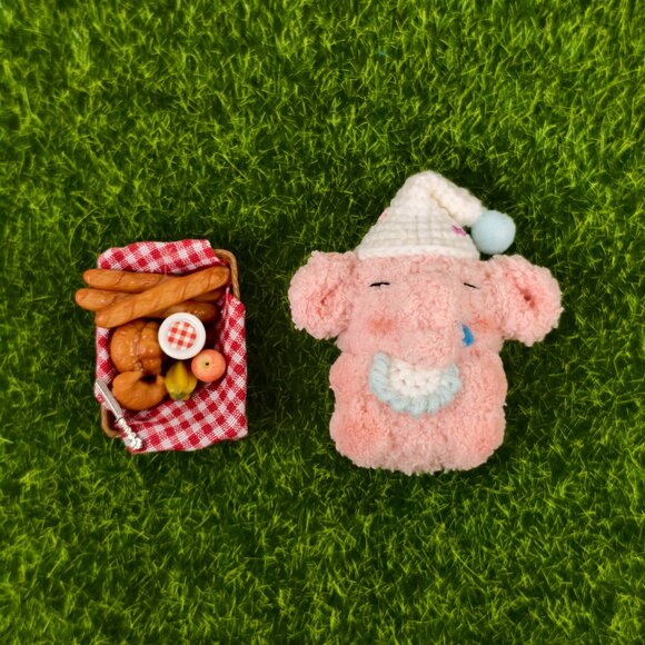 Handmade Amigurumi Crochet Pink Sleeping Elephant Plushie - Picture 3 of 3